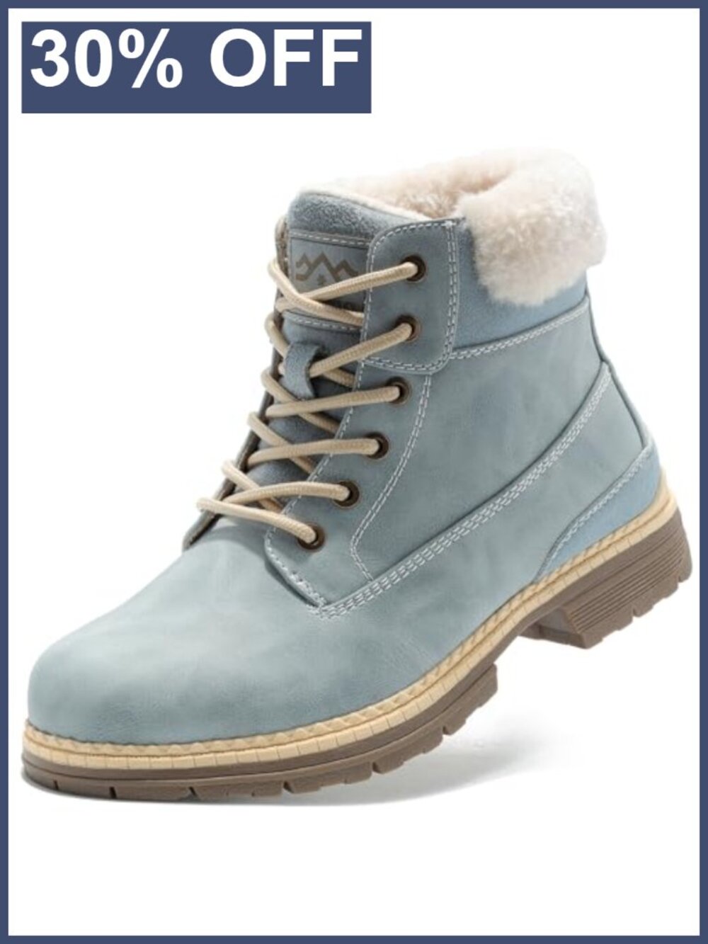 Women's Synthetic Leather Winter Hiking Boots Fur-Lined Non-Slip Ankle